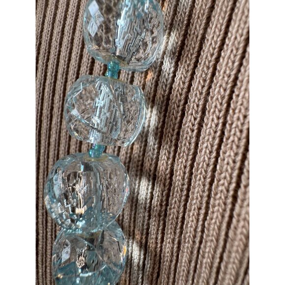 Vintage EsMor long single Strand Aqua Blue Faceted Glass Bead Necklace 18 Inches - Picture 7 of 16